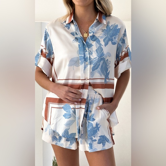 Billy J Amore Print Sicily Shorts Co-Ord Set Button Up Shirt US M AU 10 - Picture 3 of 16